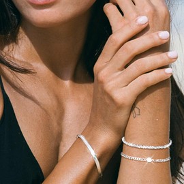 MUCCA 3 Pieces Bracelet Women's Stackable Bracelet Silver 925 Women's Adjustable Bracelet Women's Silver Multilayer Sterling Silver Bracelets Women's Set Birthday Gifts for Women, No gemstone