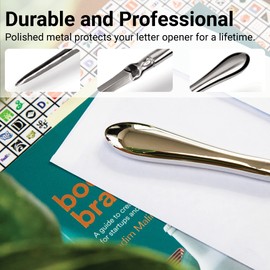 Uncommon Desks Silver Letter Opener Knife - Smooth Metal Plated Envelope Opener - Ergonomic Rounded Handle for Comfort - Home and Office Mail Supplies - 1 Pack | Uncommon Desks
