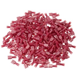 MECCANIXITY 500PCS Female Spade Connector, 22-16 AWG Nylon Quick Disconnect Wire Connector Crimp Terminal Insulated for Automotive Boat, Red