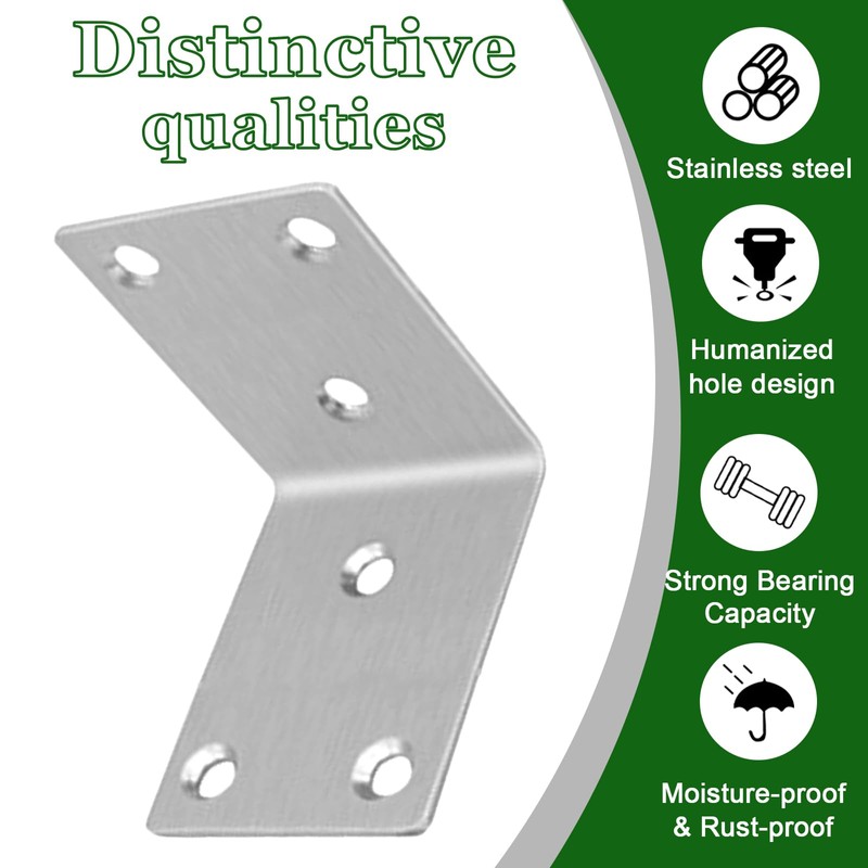 40PCS L Bracket Corner Braces, 304 Stainless Steel Shelf Bracket