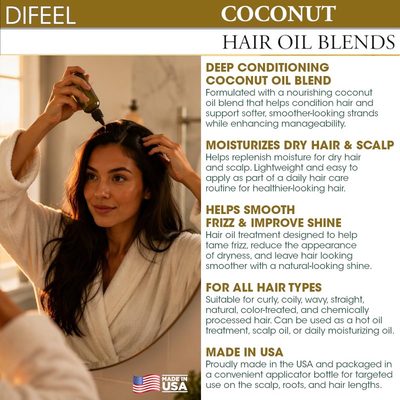 Difeel Coconut Hair Oil Blend 7.1 Ounce ounce