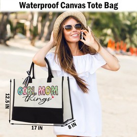 Mom Gifts from Daughter Mom Birthday Gifts Mama Gifts Tote Bag for Women Floral Reusable Grocery Bags Gifts for Women Mommy to Be Waterproof Canvas Tote Bag for Shopping Wedding Anniversary Christmas