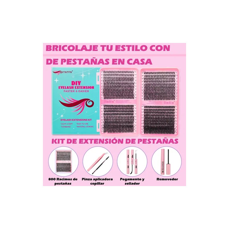 804 Kit Extension De Pestañas Maquillaje Completo Diy 9-18mm