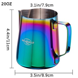 Stainless Steel Milk Frothing Pitcher - Milk Frothing Jug for Cappuccino, Barista Milk Frothing Pitcher Parent (coloured, 20OZ)
