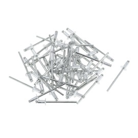 RATCHROLL 50 Pcs Open End Large Flange Blind Rivets 4mm Grip Diameter 10mm Grip Length 8mm Flange Diameter Silver Tone Iron Aluminum