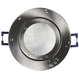 McShine Mounting Frame DL-54 | Round IP44 | Clip Closure | GU10, MR16 LED and Halogen Suitable | Wet Room for Bathroom, Kitchen, Outdoor Use | Brushed Stainless Steel