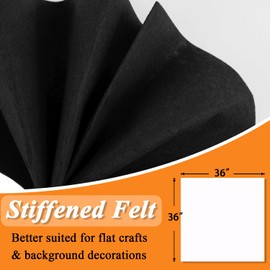 Black Felt Fabric 36" x 36" (1 Square Yard), Stiff 1.6mm Thick Felt Square for Crafts Sewing DIY Art Project Liner Decorations