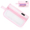 veyaltedl Transparent Mesh Pencil Case with Handle and Zip, pink,