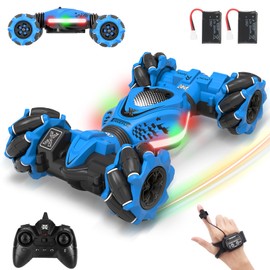 Fosgoit Remote Controlled Car from 4 Years 2.4 GHz RC Car Toy 4WD Stunt Twist Car, 360° Remote Controlled Car with Hand Control, Car Remote Controlled Gifts Stunt Car with Music and Light