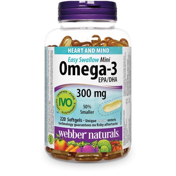 Webber Naturals Easy-Swallow Mini Omega-3, 300 Mg (Epa 180/Dha 120) 220-Count