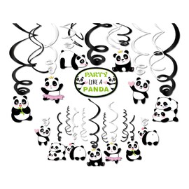 CC HOME 30Pack Panda Hanging Swirls Cute Animal Pandas Ceiling Streamer Birthday Party Decorations Panda Themed Party Favors for Holiday Baby Shower Home Decoration