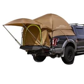 Savvycraft Pickup Truck Bed Tent for Full Size Truck 6.4'-6.7' Bed, Waterproof P3000mm 2-Person Double Layer Truck Bed Tent Camping Tent, Expandable Awning, Rainfly, Storage Bag Included Brown
