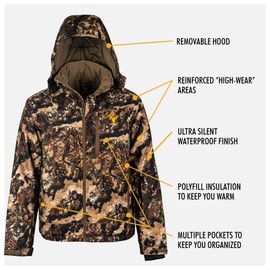 HOT SHOT Men’s Insulated Camo Hunting Parka, Waterproof Jacket, Versatile Camouflage Hunting Clothes for Men