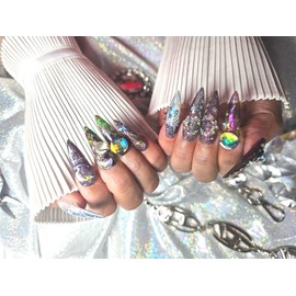  Night Sky Space Nail Nail Queen Handmade Nail Tips ✨ - Long Coffin /  밤하늘우주네일네일퀸 수제네일팁 ✨ - 롱코핀
