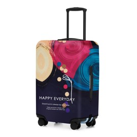 Adorila Luggage Covers for Suitcase Tsa Approved, Travel Suitcase Cover Protector Fits 22-24 Inch Luggage, Washable Baggage Covers (M, Happy Everyday), Happy Everyday, M