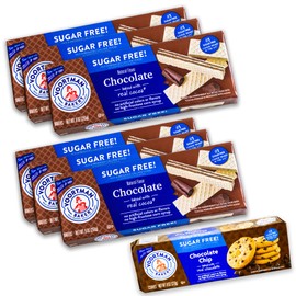 Voortman Sugar Free Chocolate Wafers (6, 9oz packs) - Variety Pack - Chocolate Chip (1, 8oz pack)- Made with Real Cocoa Chocolate - 7 Items Total