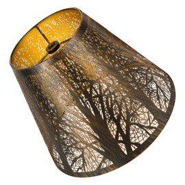 Metal Small Lamp Shade Etched Forest 5" Top X 9" Bottom X 7" High, Small Lampshade Fits for Table Lamps Replacement Shade, Spider Fitter