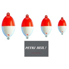 blntackle76 Set of 2-4 Water Balls Buldo Clear Oval 8.15, 30 & 40 g, with Metal Eyelets Bubble Water Ball Egg + Free Petri Sticker (Red/White Mix: 1 x 8, 1 x 15, 1 x 30 & 1 x 40 g)