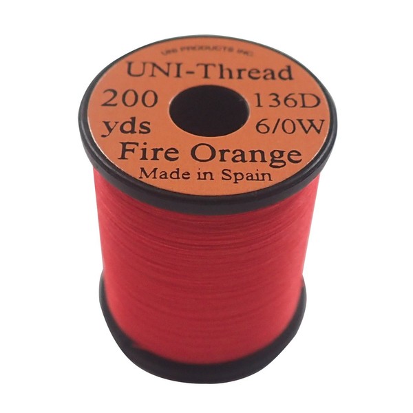 Uni Waxed Thread, Fiery Orange, 6/0 - ONE SPOOL