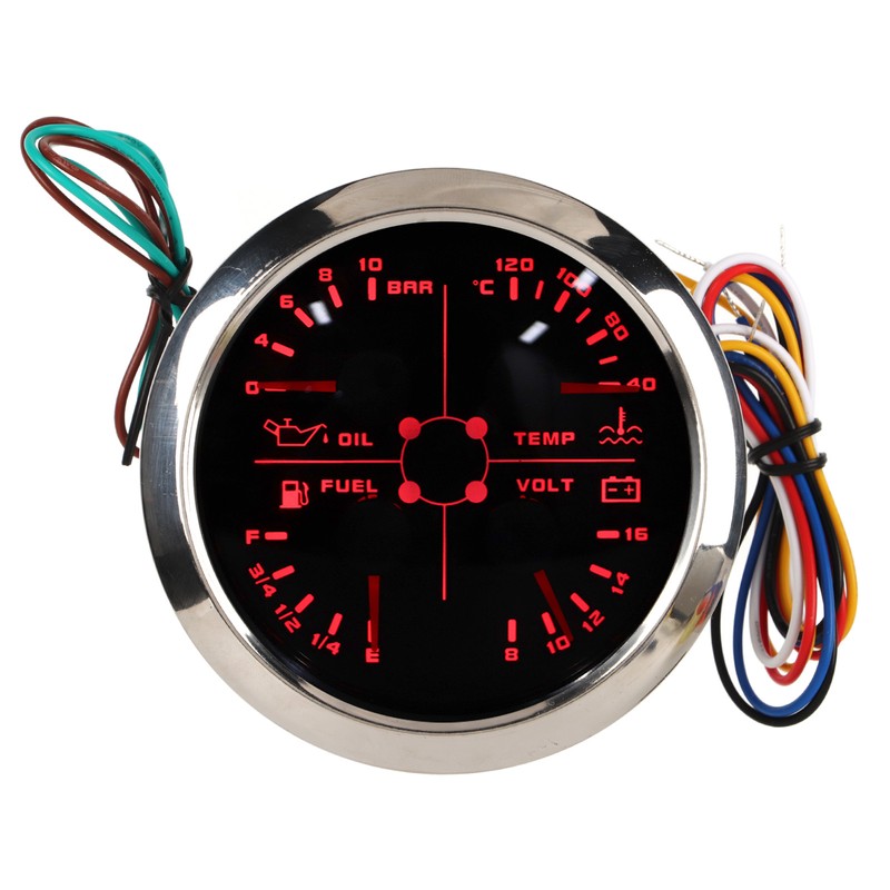 4in1 85mm Guage Multifunction Fuel Level Oil Pressure Water Temp