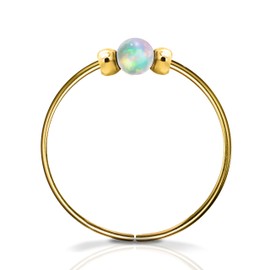 Thin 14k Gold Filled Tiny Nose Ring Hoop - 2 mm White Opal piercing Nose Hoop - 24 gauge very Thin Nose Hoop Tiny Piercings Nose Rings hoop - Opal nose rings