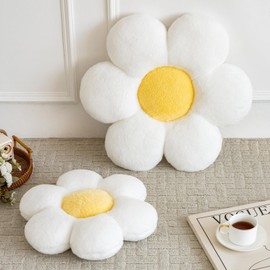 Xiashrk Flower Pillows, Decorative Pillows for Couch, Cute Daisy Pillow for Bed, Flower Shaped Decorative Throw Pillow Room Decor (White, 19.6 Inches)