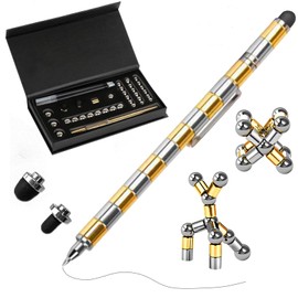 Gold and Silver Magnetic Fidget Pen, Decompression Metal Pen, Cool Gift, Great Christmas Gift for Kids, Teens, Boys, Girls, Multifunctional Writing Magnetic Ballpoint Pen