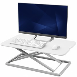 VIVO Economy Single Top Height Adjustable 29 inch Standing Desk Converter, Sit Stand Tabletop Monitor and Laptop Riser Platform Workstation, White, DESK-V000UW