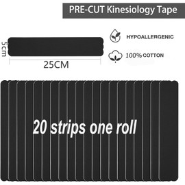 ANAMPION Kinesiotapes Pre-Cut Kinesiology Tape Waterproof Physio Tape and Sports Tape for Knee Shoulder and Elbow Muscle Firming Bands (Black, 3 Rolls)