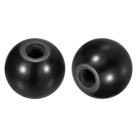 sourcing map 2Pcs Threaded Ball Knobs, M16 Female Thread Phenolic Thermoset Ball Knob 50mm Dia Round Operation Ball Handles for Machine Lever Handle, Black