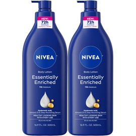 NIVEA Essentially Enriched Body Lotion - 48 Hour Moisture For Dry to Very Dry Skin - 16.9 oz. Pump Bottle (Pack of 2)