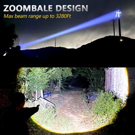 KINQILIN Rechargeable Spotlight with Adjustable Focus,2000LM,12H Long Lasting Handheld Spotlight with Foldable Stand Spot Lights IP67 Waterproof Outdoor for Camping Hunting Boating Emergency