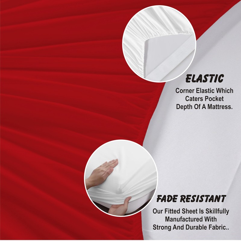 R&Z Plain Luxury Polycotton Fitted Sheet Single, Double, King, Super