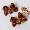 4in Brown Embroidered Ribbon Thank Give Turkey Hair Bow Clip