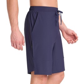 BALEAF Men's Mountain Bike Shorts Loose-fit Cycling Shorts MTB Bicycle 9 Inch Zipper Pockets Drawstring Stretchy UPF50+ Navy Blue L