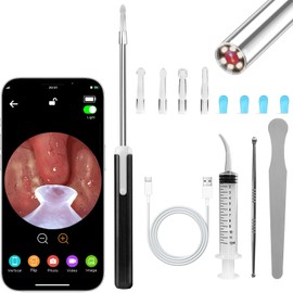 Tonsil Stone Remover Kit with Camera, Visual Tonsil Stone Removal Tool with LED Light, Rechargeable Tonsillolith Removal Tool with 4 Head - Fight Bad Breath - Attachments for iOS & Android