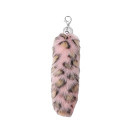 MakeMeChic Women's Y2K Cheetah Print Fuzzy Faux Fur Keychain Cute Key Chain Handbag Charms Pink One-Size