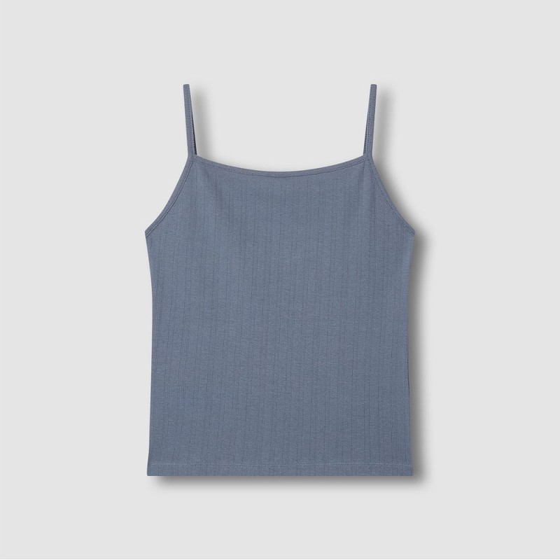 JAJU [JAJU] Yeo Pointelle Sleeveless Lounge T-Shirt_Blue Grey