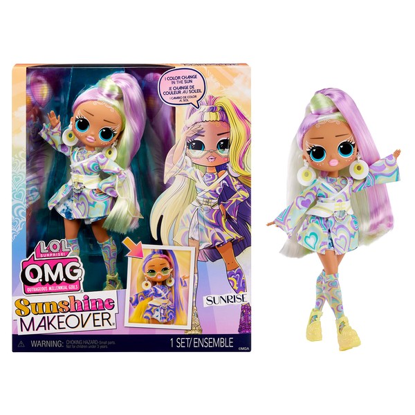 LOL Surprise OMG Sunshine Makeover Fashion Doll - SUNRISE - UV Colour Change in the Sun, Multiple Surprises, and Fabulous Accessories - Great Gift for Kids Ages 4+
