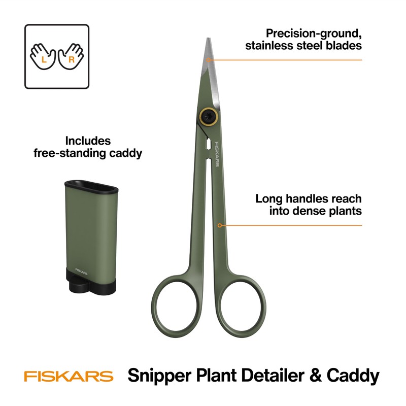 Fiskars Plant Detailer Snips & Holder, Precision Indoor Gardening Tool