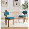 Modern Luxury Dining Chairs Set of 2 Teal Chenille Rubber
