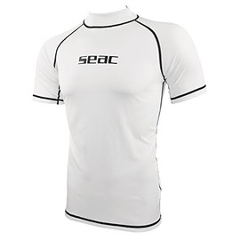 Seac T-Sun Short Man, Rash Guard for Swimming, Surfing, Diving, UV protection, white, XS