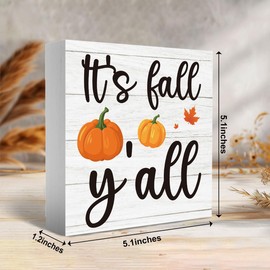 Vintage Pumpkin Fall Wooden Box Sign Funny Fall Decor Desk Decor Fall Decorations for Home Farmhouse Kitchen Tabletop Desktop Shelf Rustic Plaque Block Sign Decorative Thanksgiving Autumn Decor