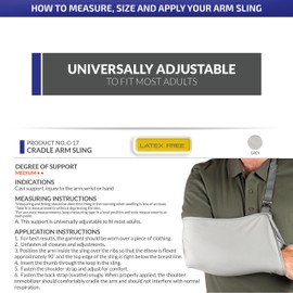 CHAMPION Thumb-Loop Left Or Right Shoulder Cradle Arm Sling, Grey