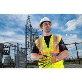 Portwest A727 Anti Impact Safety Work Gloves - Cut Resistant & Impact Reducing Protective Work Gloves Orange/Black, Medium