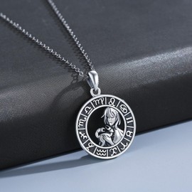 ZIPPICE Krebs Halskette Sternzeichen Kette 12 Horoskop Anhänger 925 Sterling Silber 12 Konstellation Oxidierte Halskette Schmuck für Frauen und Mädchen