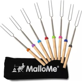 MalloMe 불 구덩이용 스모어 스틱 - 캠프파이어 마시멜로 로스팅 키트 야외용 외부용 꼬치 핫도그 포크 [20 Fork Set] MalloMe Campfire S'more Sticks - Outdoor Marshmallow Roasting Kit for Campfire Includes 20 Fork Set