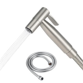 NatureSculpt Stainless Steel Portable Camping Shower Head, Adjustable Water Supply, 1.2m Hose, Compact & Ideal for Outdoor, Vanlife & Motorhome (Chrome)