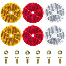 FLEXNOVA Cat's Eyes, 60 mm Round Reflector Pendant, Pack of 6 Rear Reflectors, E4 Tested Reflectors Pendant with M5 Screws and Nuts, 3 Colours, Universal Cat's Eye for Trucks, Caravans (Orange, White