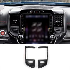KELEIMAI Car Accessories Fit for Dodge RAM 1500 2025 2024 2023-2019 Center Console Navigation Side Panel Cover Trims Middle Air Vent Outlet Panel Molding Trims (Matte Carbon Fiber) 2PCS ABS